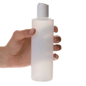 8 Oz. Natural Plastic Bottle With White Disc-Top Cap