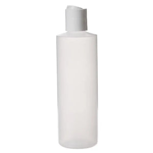 8 oz. Natural Plastic Bottle with White Disc-top Cap
