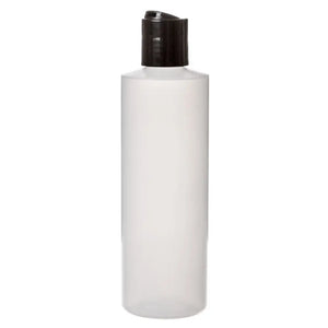 8 oz. Natural Plastic Bottle with Black Disc-top Cap