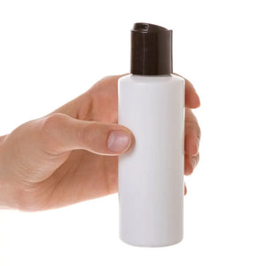 4 Oz. White Plastic Bottle With Black Disc-Top Cap