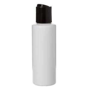 4 oz. White Plastic Bottle with Black Disc-top Cap