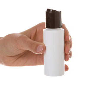 2 Oz. White Plastic Bottles With Black Disc-Top Caps (Pack Of 6)