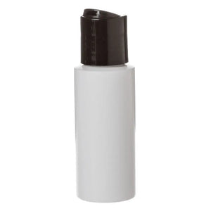 2 oz. White Plastic Bottles with Black Disc-top Caps (Pack of 6)