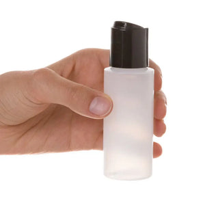 2 Oz. Natural Plastic Bottles With Black Disc-Top Caps (Pack Of 6)
