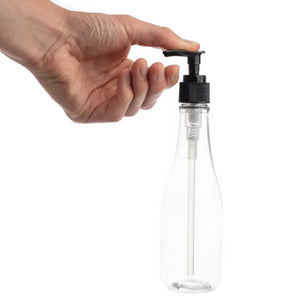 8 Oz. Clear Pet Plastic Woozy Bottle With Black Pump