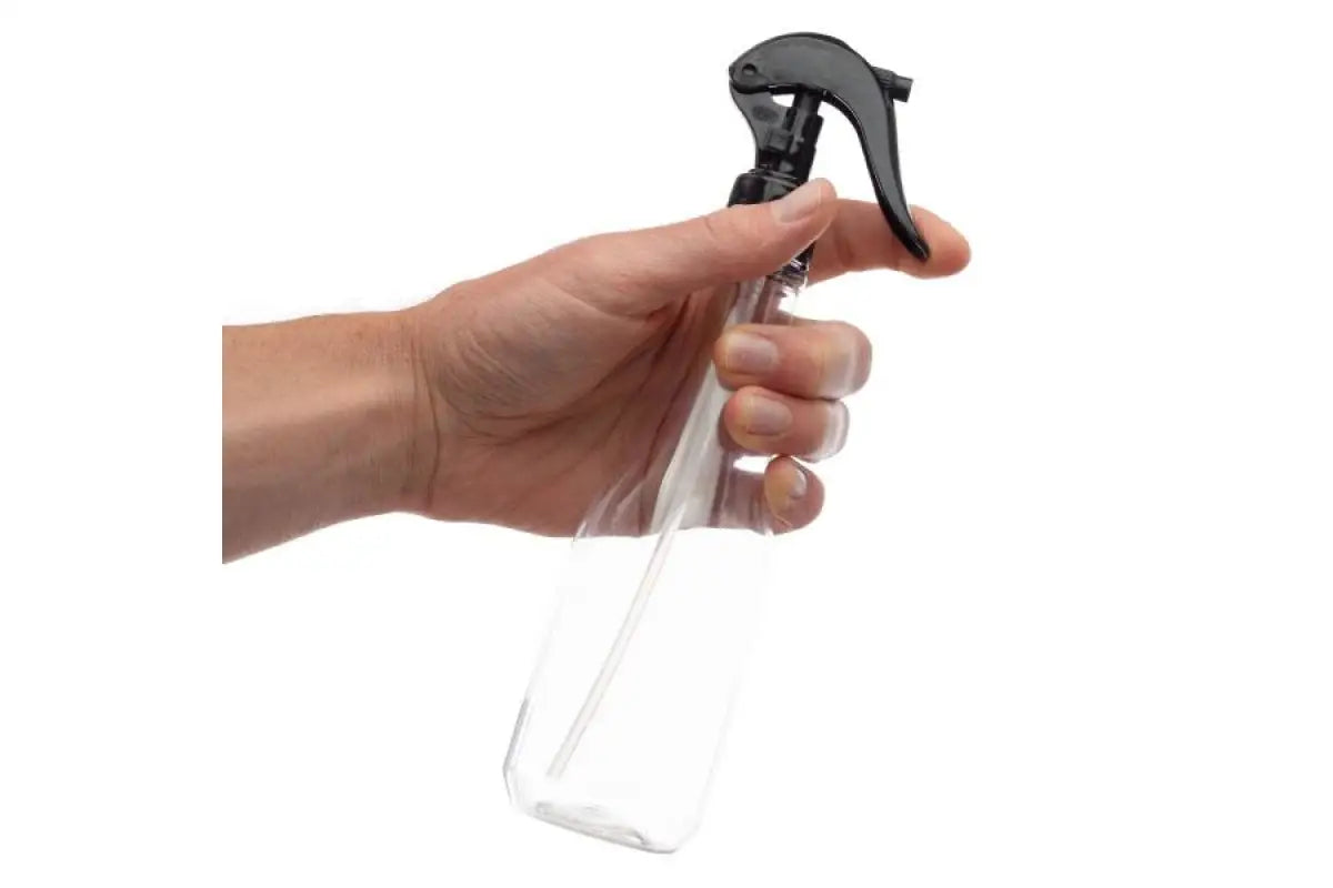 8 oz. Clear PET Plastic Woozy Bottle with Black Trigger Sprayer