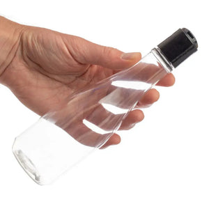 8 Oz. Clear Pet Plastic Woozy Bottle With Black Disc-Top Cap
