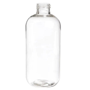 8 oz. Clear PET Boston Round Plastic Bottle (24-410 Neck Size)