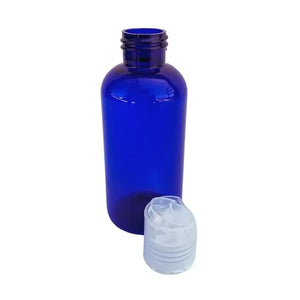 4 Oz. Blue Plastic Bottle With Natural Disc-Top Cap