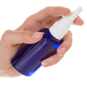 2 Oz. Blue Plastic Oval Bottle With White Nasal Sprayer
