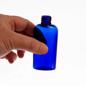 2 Oz. Blue Pet Plastic Cosmo Oval Bottle (20-410 Neck Size)