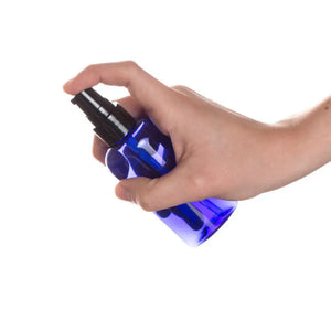 2 Oz. Blue Plastic Oval Bottle With Black Treatment Pump