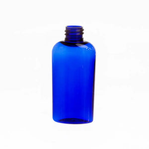 2 oz. Blue PET Plastic Cosmo Oval Bottle (20-410 Neck Size)