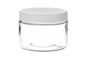 9242K - 12 oz. Clear PET Plastic Jar with White, Ribbed Lid