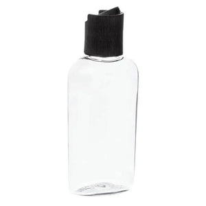 2 oz. Clear Oval Plastic Bottle with Black Disc-Top Cap