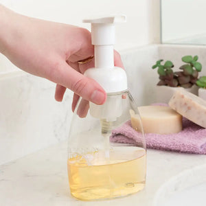 8 Oz. Clear Plastic Oval Bottle With White Foamer Pump