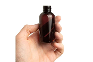 2 Oz. Amber Pet Boston Round Plastic Bottle (20-410 Neck Size)