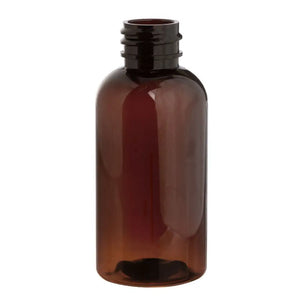 2 oz. Amber PET Boston Round Plastic Bottle (20-410 Neck Size)