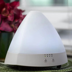 Airmid Ultrasonic Diffuser next to red flowers