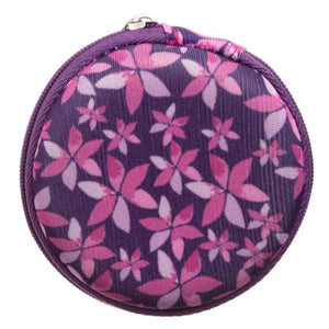 Round Hard Shell Case For 5/8 Dram Vials (Holds 8 Vials) Purple Daisy