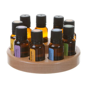 Circular Beechwood Essential Oil Caddy (Holds 9 Vials)