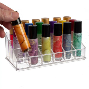 3-Tier Clear Plastic Roll-On Display Riser (Holds 18 Vials)