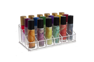 3-Tier Clear Plastic Roll-On Display Riser (Holds 18 Vials)