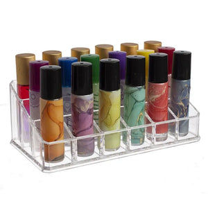 3-Tier Clear Plastic Roll-On Display Riser (Holds 18 Vials)