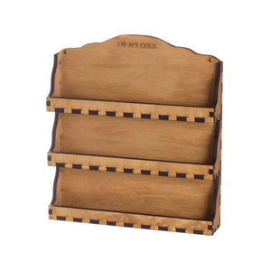 3-Shelf Natural Wood Wall Display Rack (Holds 24 Vials)
