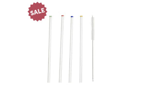 Glass Drink Straws And Cleaning Brush (Set Of 4) Straight With Colored Tips