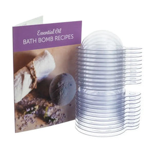 Essential Oil Bath Bomb Recipes Card and Plastic Bath Bomb Molds (Pack of 10)