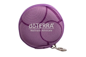 Dterra® Branded Round Hard Shell Case For 5/8 Dram Vials (Holds 8 Vials) Purple Circles