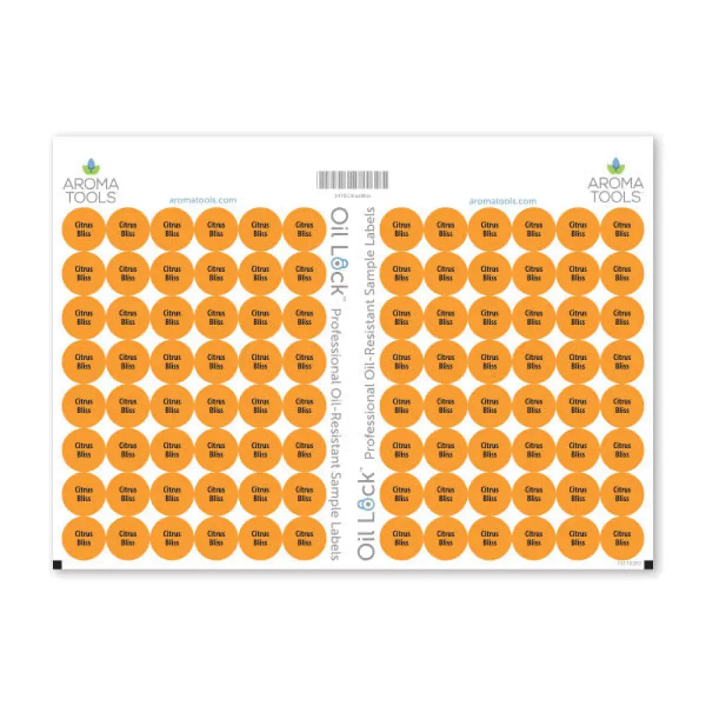 Oil Lock Circle Labels For Dterra Sample Vials (Sheets Of 96) Citrus Bliss