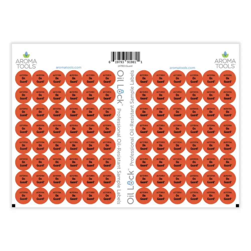 Oil Lock™ Circle Labels for dōTERRA Oils and Blends (Sheets of 96) On Guard