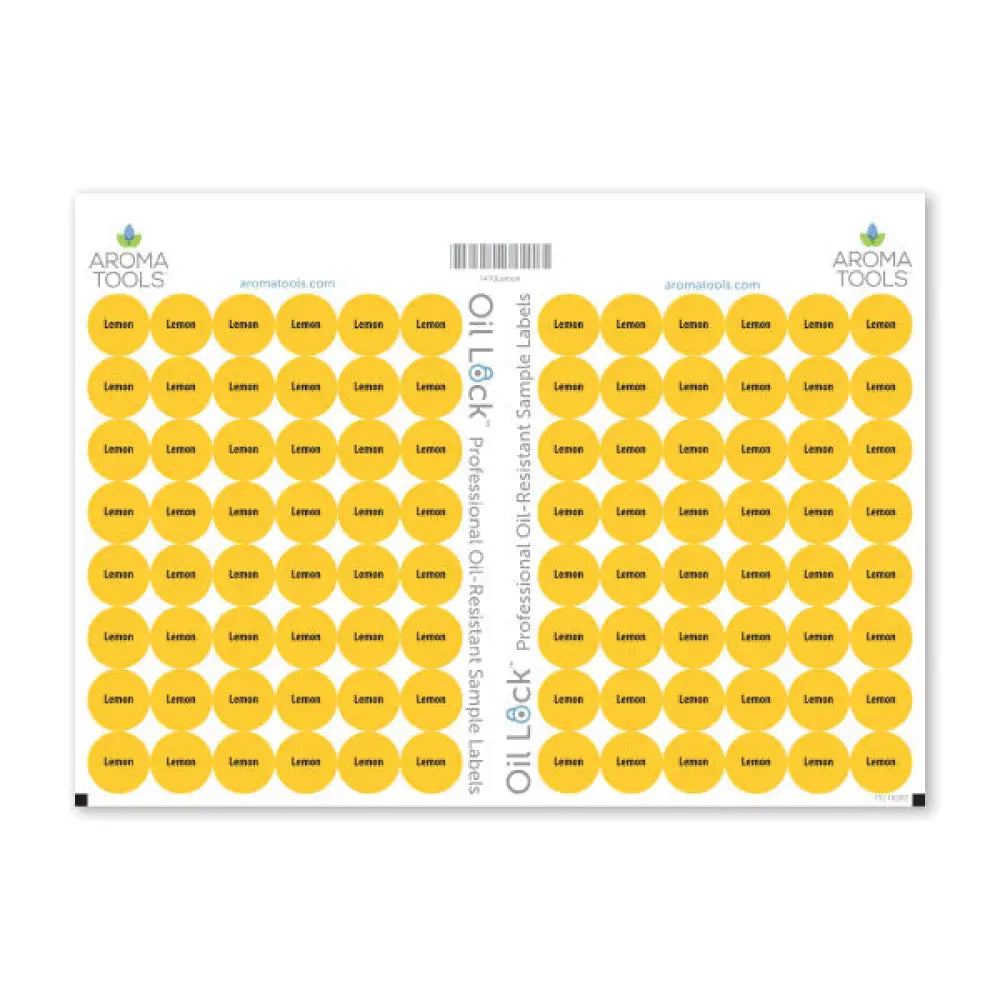 Oil Lock Circle Labels For Dterra Sample Vials (Sheets Of 96) Lemon