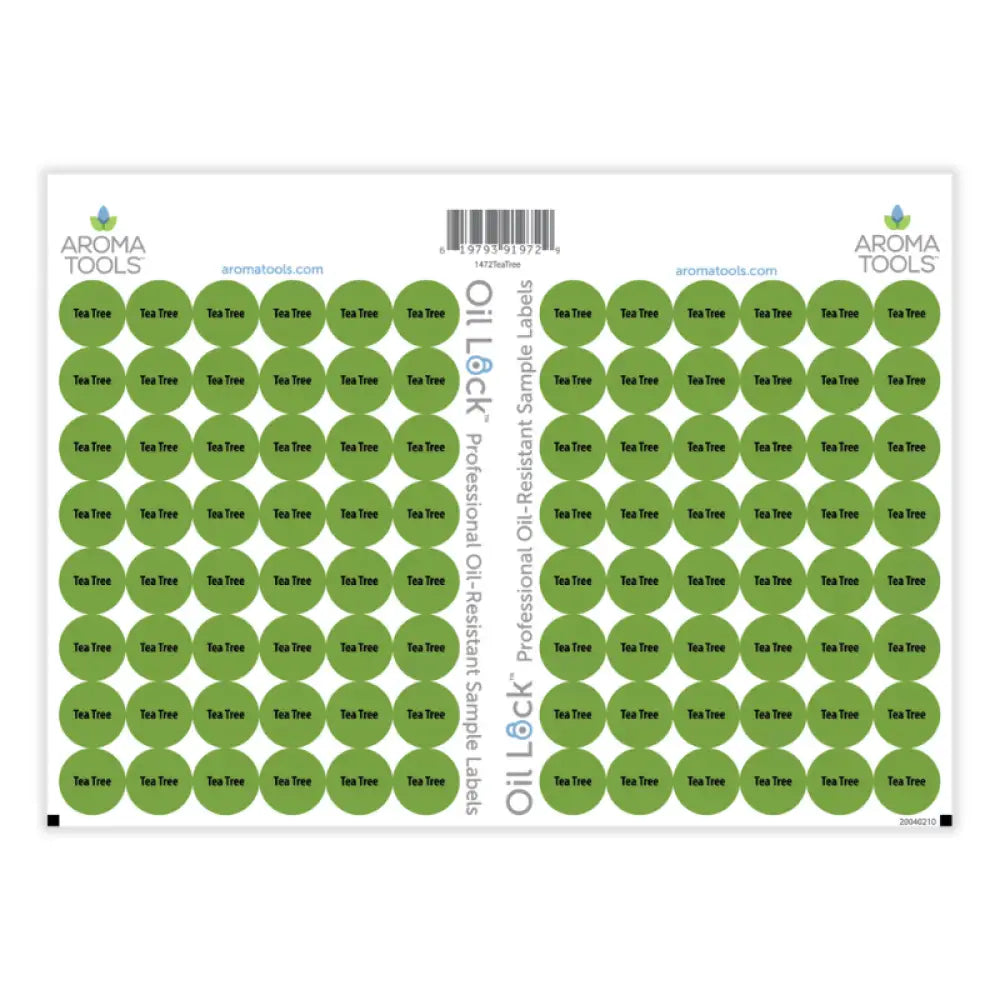 Oil Lock™ Circle Labels for dōTERRA Oils and Blends (Sheets of 96) Tea Tree
