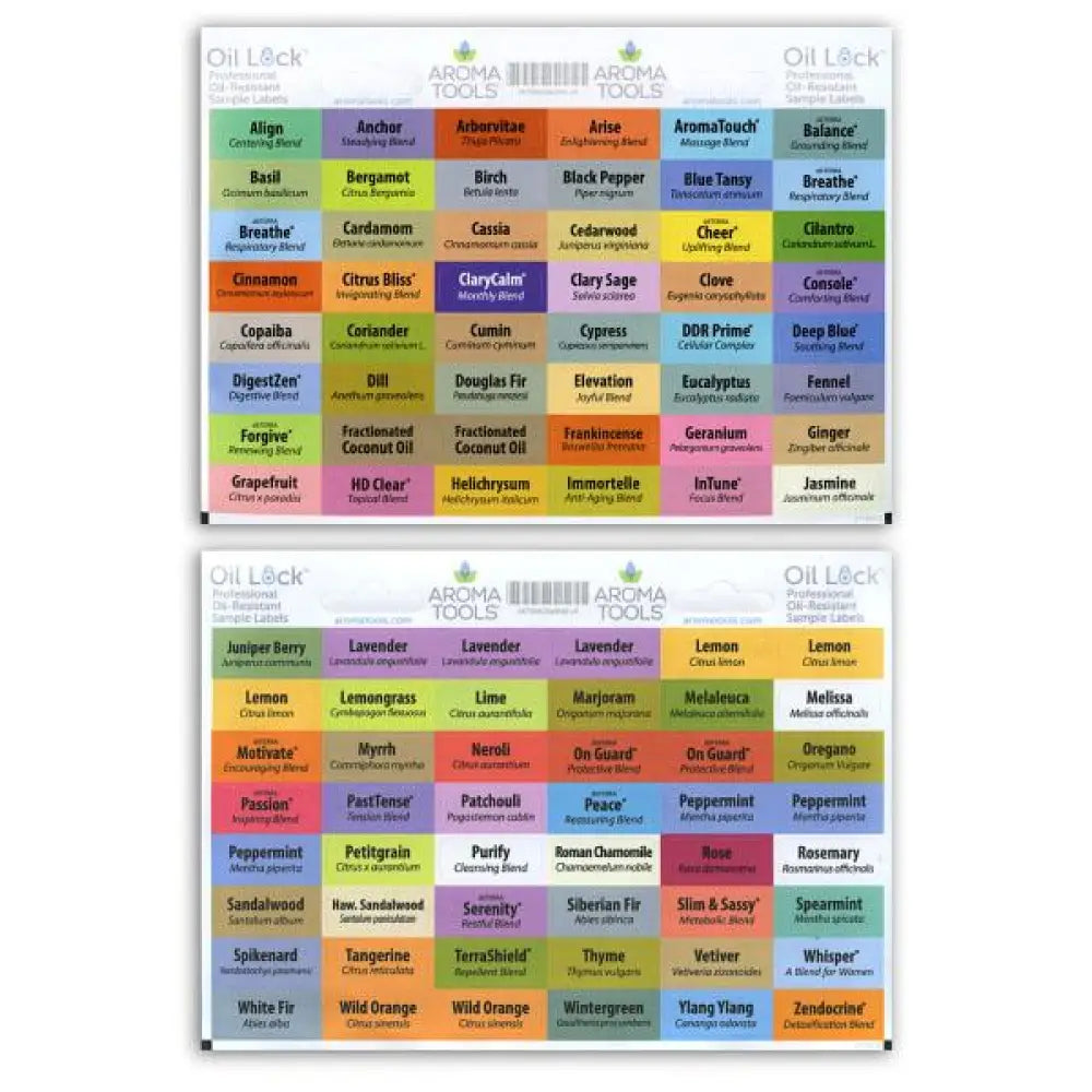 Oil Lock Rectangle Labels for Sample Vials of All doTERRA Oils and Blends  April 2018 (Set of 96)