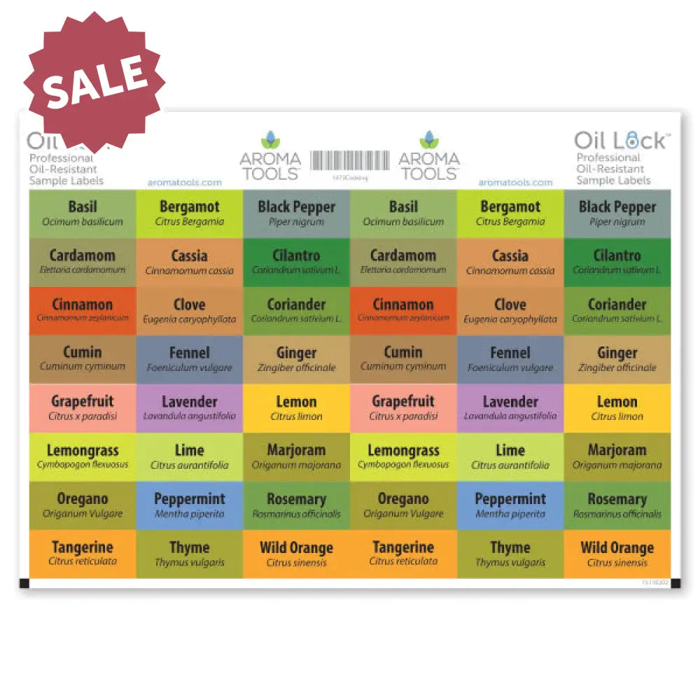 Oil Lock Sample Vial Rectangle Labels for Cooking Oils (Set of 48)