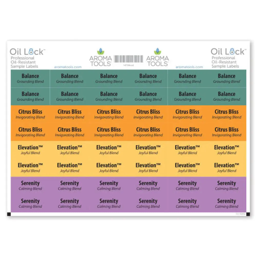 Oil Lock Sample Vial Rectangle Labels For Mood Management Oils (Set Of 48)