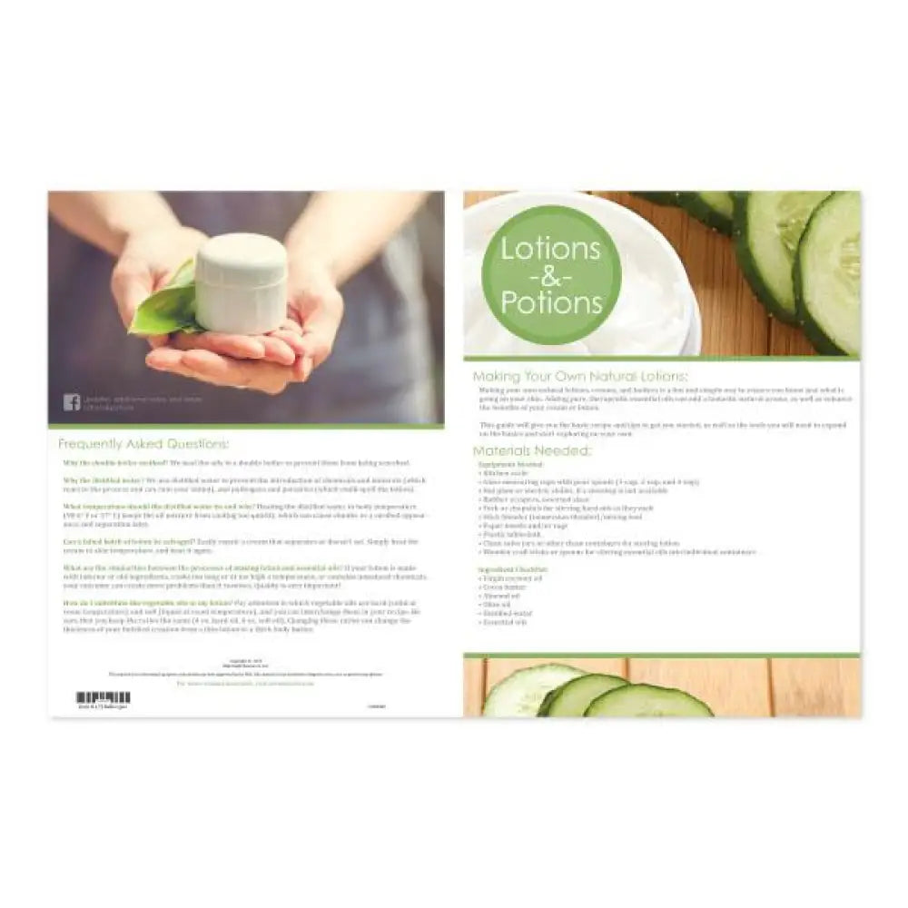 &quot;Lotions &amp; Potions&quot; 2-Page Recipe Foldouts (Pack of 25)