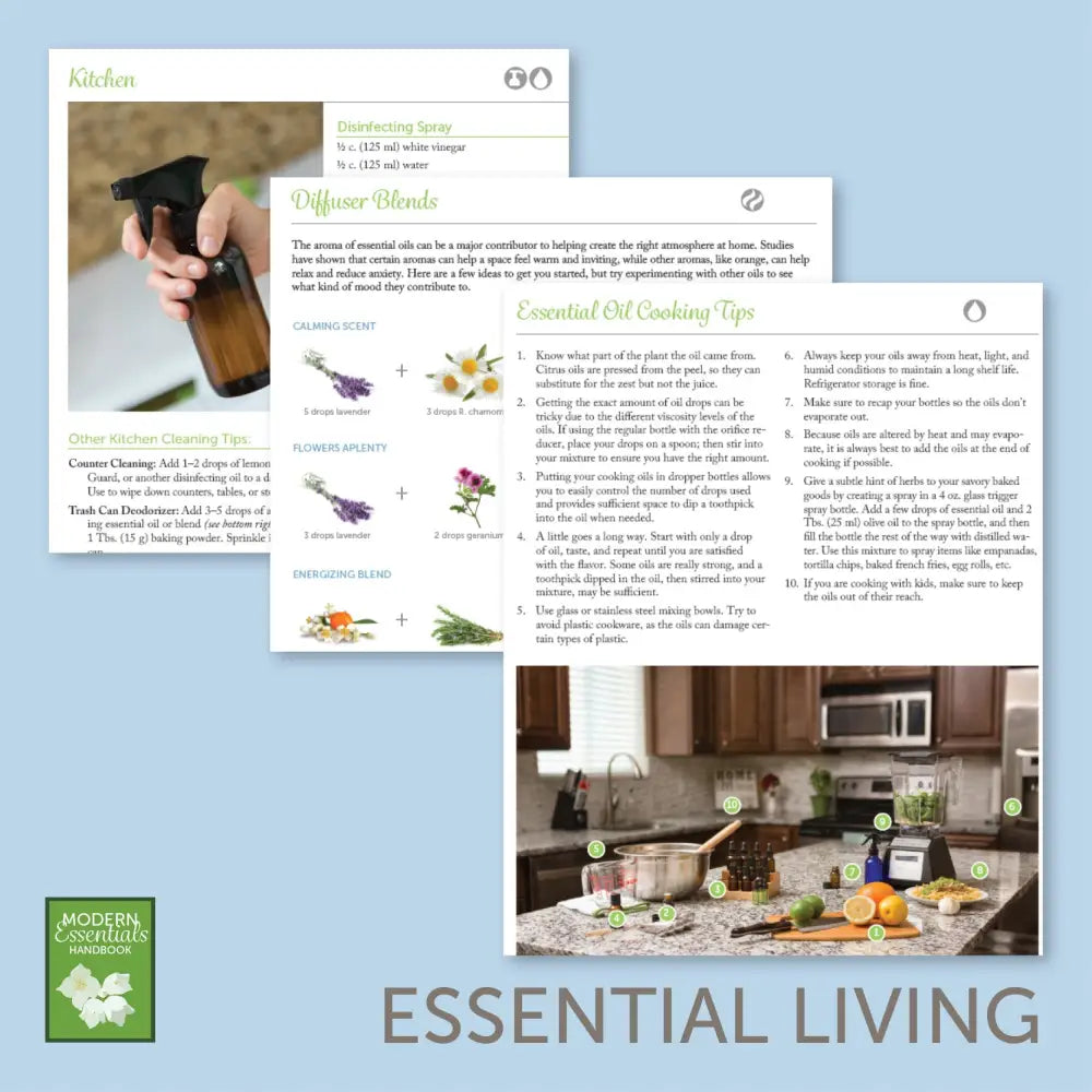 Inside the Modern Essentials Handbook (15th Edition, Sept. 2023): Highlights of the "Essential Living" section in the book.