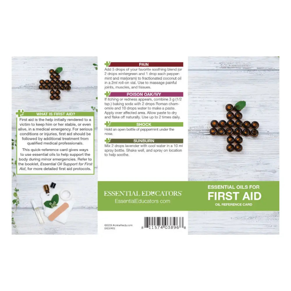 Essential Oils For First Aid Oil Reference Card (Pack Of 10)