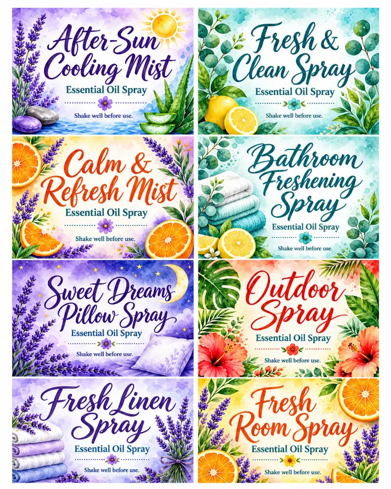 DIY Essential Oil Roller Blend Labels - Set of 8 (Copy)