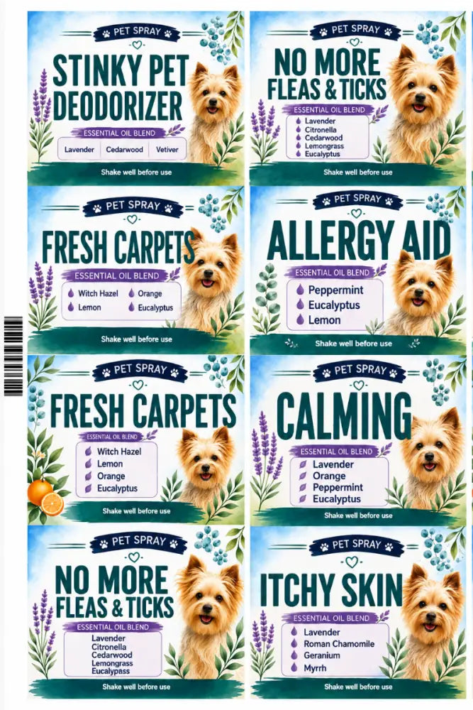 DIY Labels for Pet Spray Recipes - Set of 8