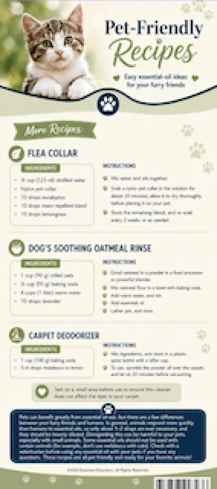 Pet-Friendly Essential Oil Recipes & Pet Sprays Rack Card (10 Pack)
