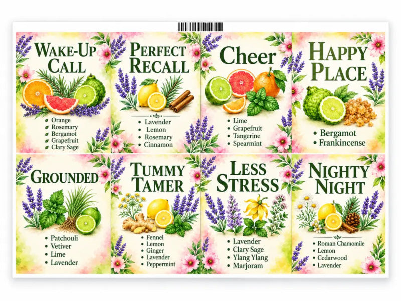DIY Essential Oil Roller Blend Labels - Set of 8