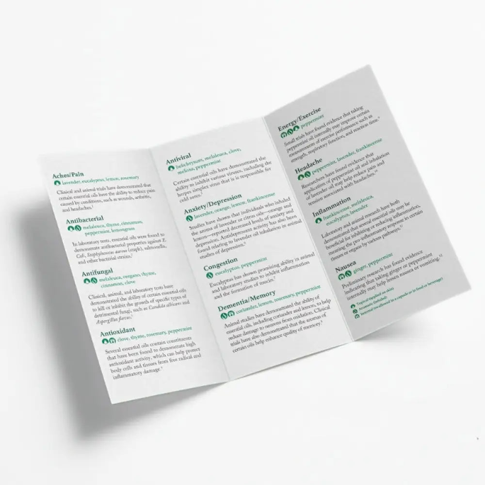 12 Promising Health Benefits Of Essential Oils Brochure (Pack 25)