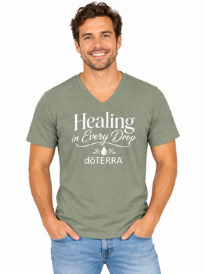 Unisex ’Healing in Every Drop doTERRA®’ Logo Short-Sleeve V- Neck T-Shirt