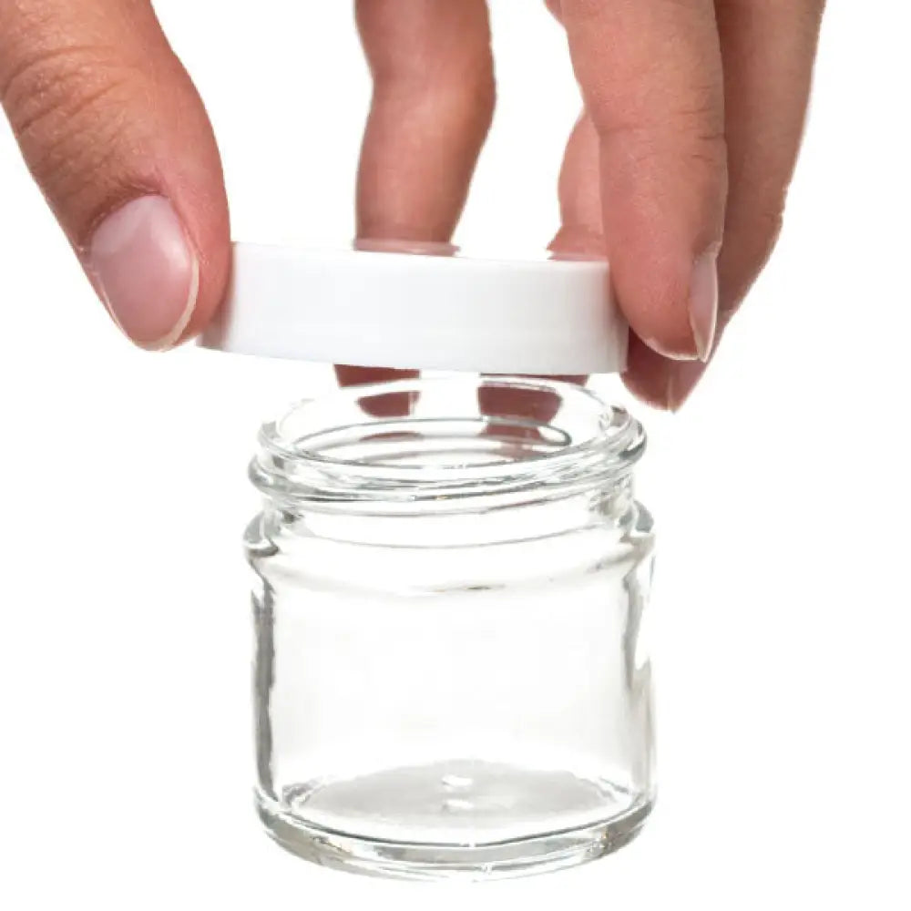 1 Oz. Clear Glass Salve Container With White Lid
