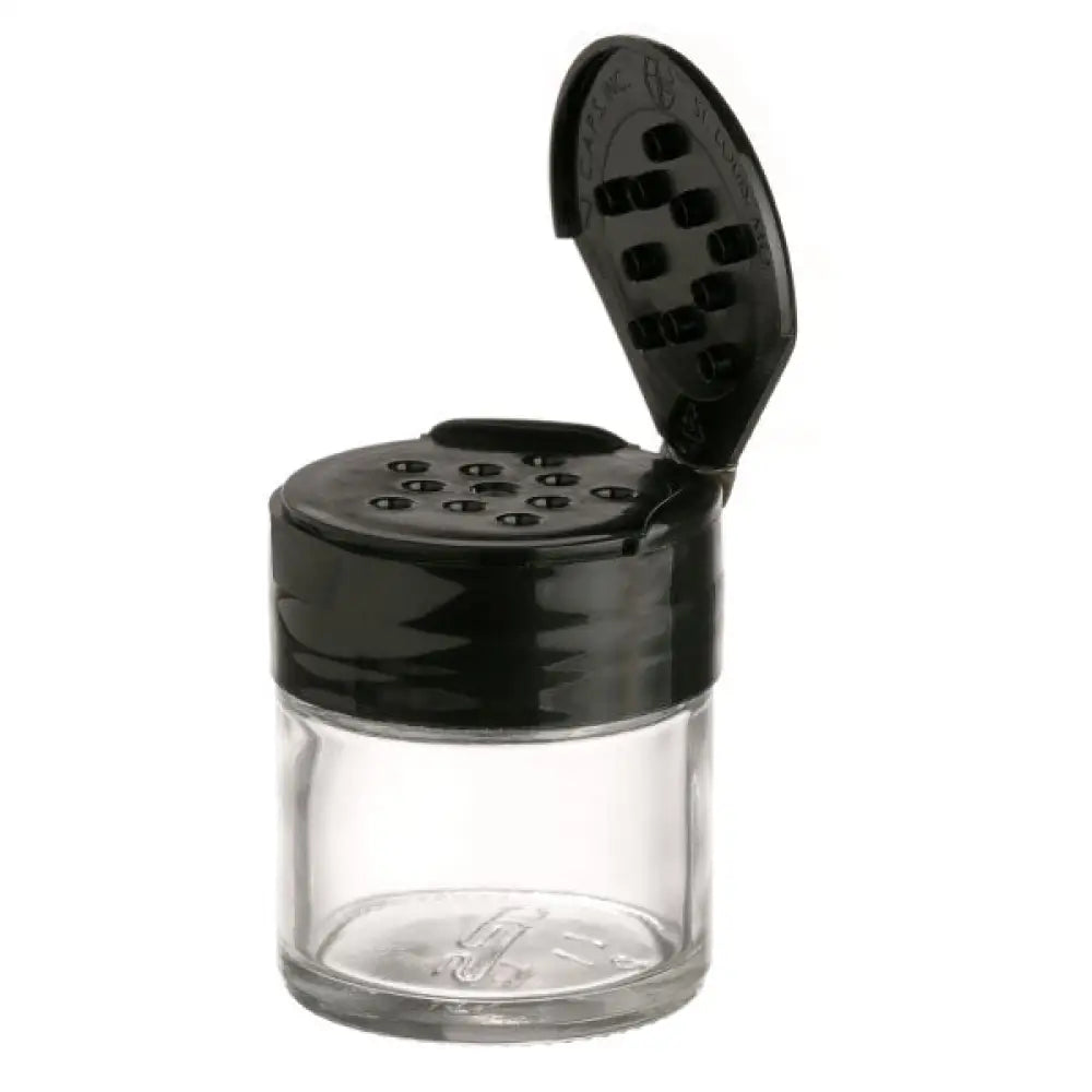 1 cup glass jar with lid 1 oz. Glass Jar with Black Sifting Lid